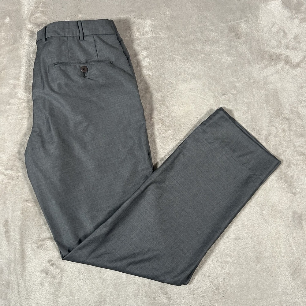 Ermenegildo Zegna Trofeo Mens 32x31 Gray 100% Wool Flat Front Pants Italy 50R